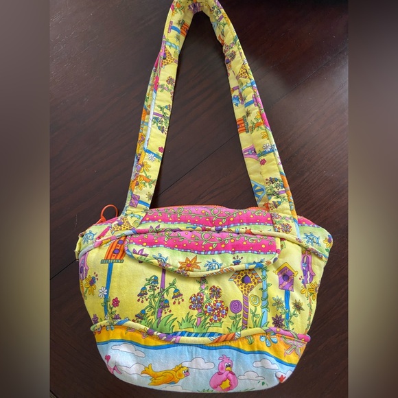 Colorful Bird & Flower Handmade Purse Whimsical Quilted Cotton - Picture 2 of 11